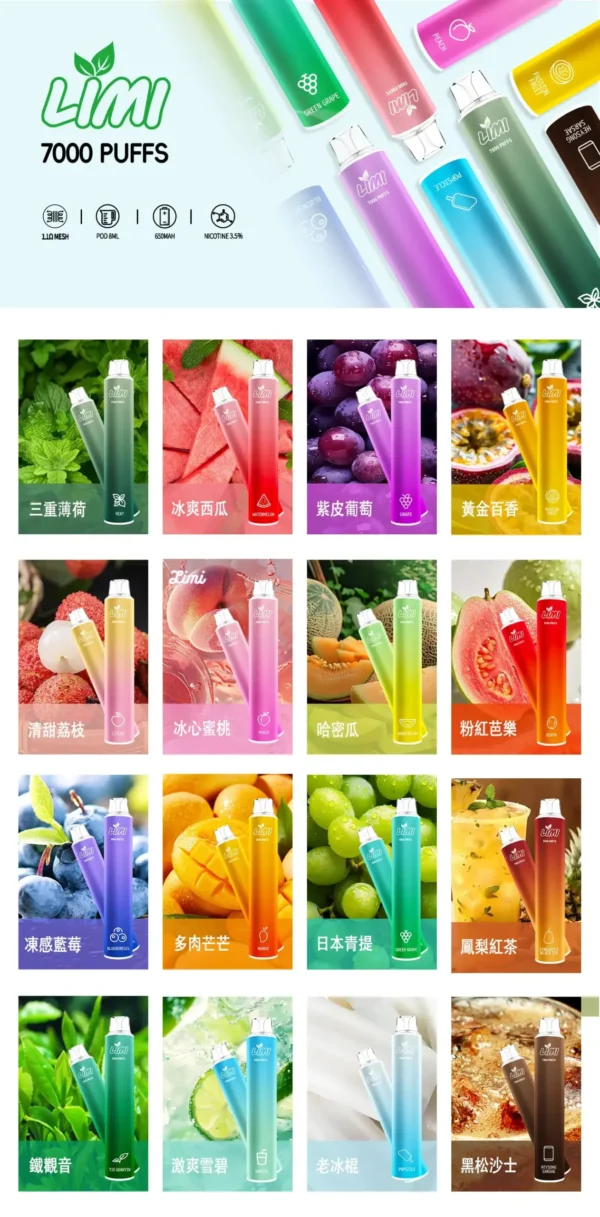 20250518152955-scaled-1.webp LIMI 7000 強效拋棄式電子煙 | 朋友聚會社交場合 | 高效能輸出賦予紮實霧感