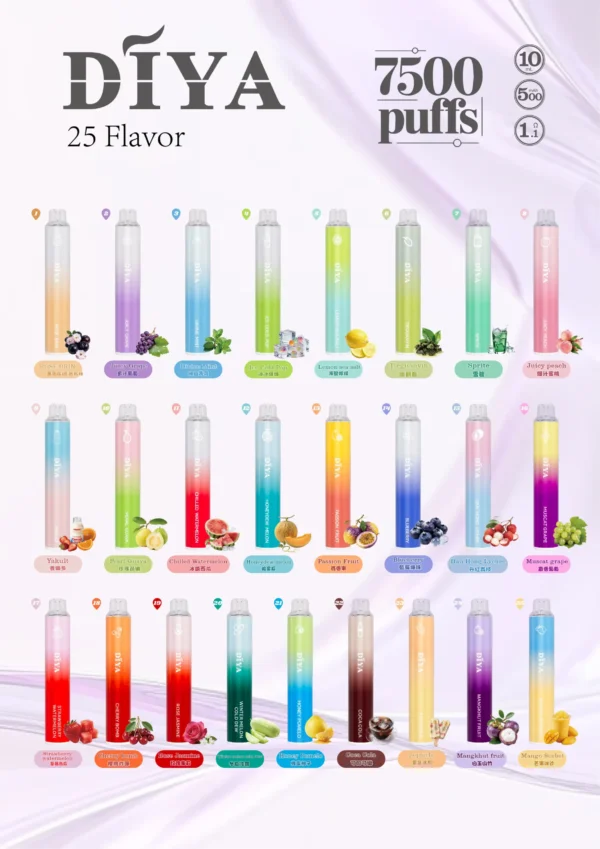 DIYA 叮啞 7500 口拋棄式電子煙 ｜ 居家潮流休閒聚會 ｜ 冰封氣息結合精準霧化表現細膩回饋層次