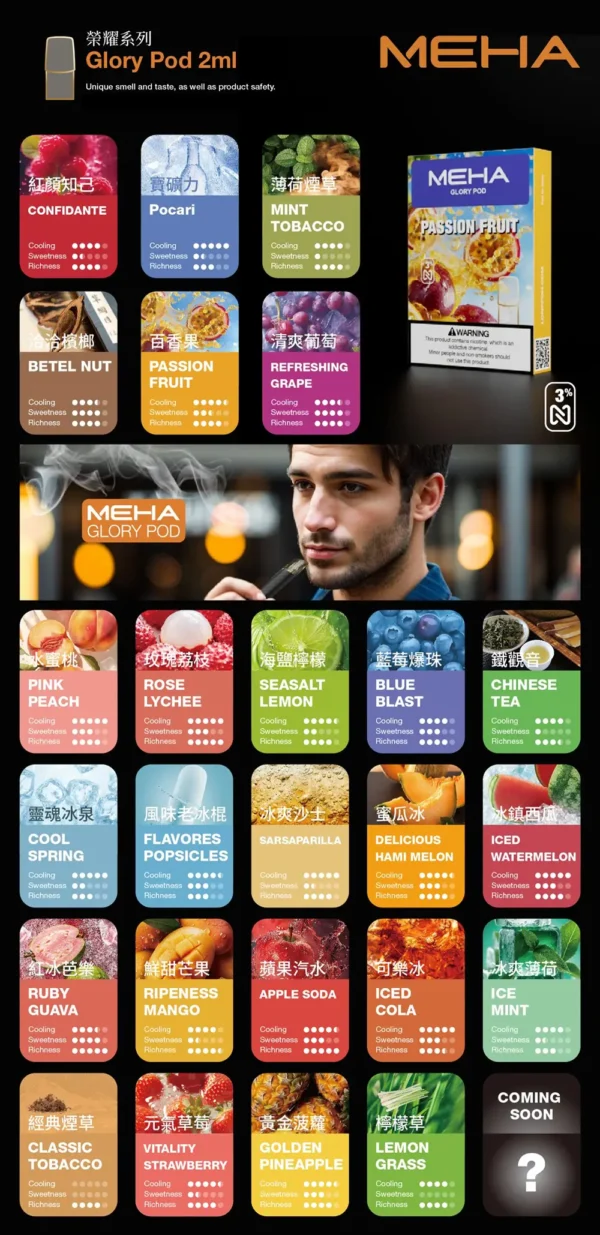 MEHA 魅嗨一代通用煙彈 ｜ 朋友聚會社交分享 ｜ 廣泛適配特性堆疊出富有張力的空氣感與層次分明的釋放表現