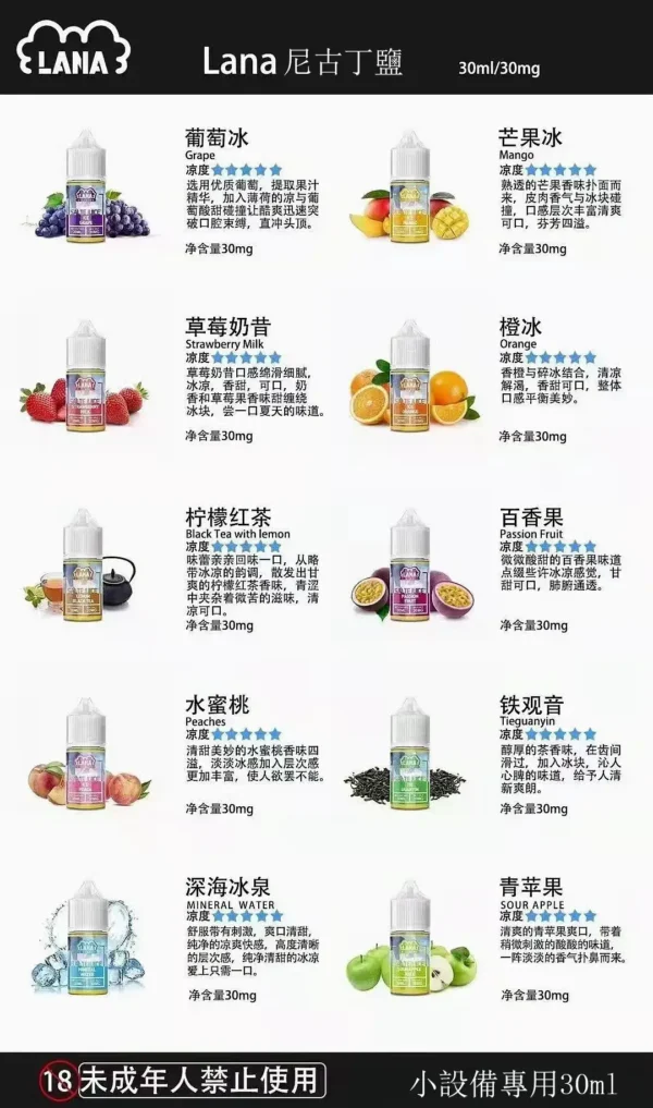 LANA 拉娜調香煙油｜午後放鬆時光｜具備顯著霧感平衡與精準風味捕捉體驗