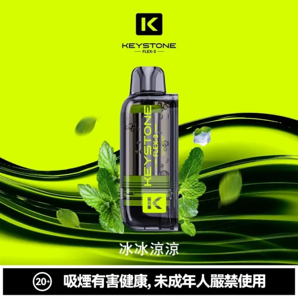 KEYSTONE FLEX-3 鑰石 25000口磁吸換彈拋棄式電子煙套裝｜日常外出隨身攜帶｜三段功率調節搭配Mesh網芯展現穩定霧感與滿足口感層次【買一盒煙彈送主機】